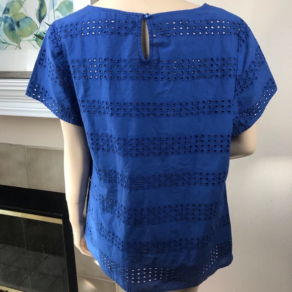 Loft Eyelet Striped Short Sleeve Blouse - Picture 3 of 4